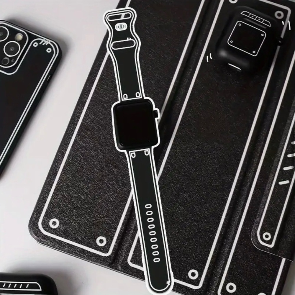 New Black iwatch Bands with White Accents